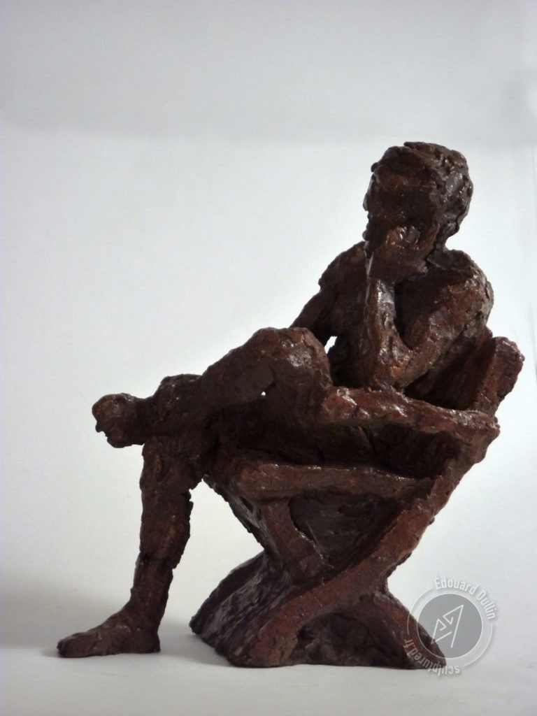 "Homme assis" 2011 (argile patinée)