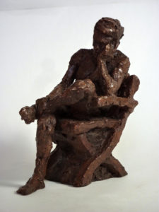 "Homme assis" 2011 (argile patinée)