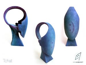 Tchat, 2016 (argile, gomme-laque)