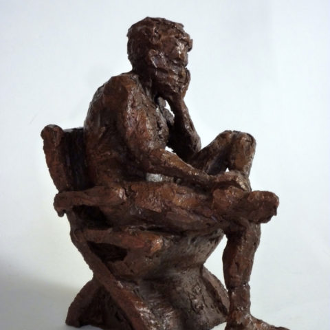 "Homme assis" 2011 (argile patinée)