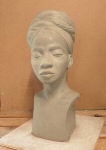 Portrait réaliste, modelage en argile